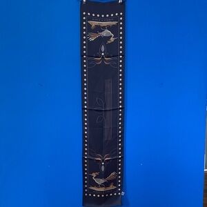 100% Silk Black & Gold Double D Ranch Long Scarf